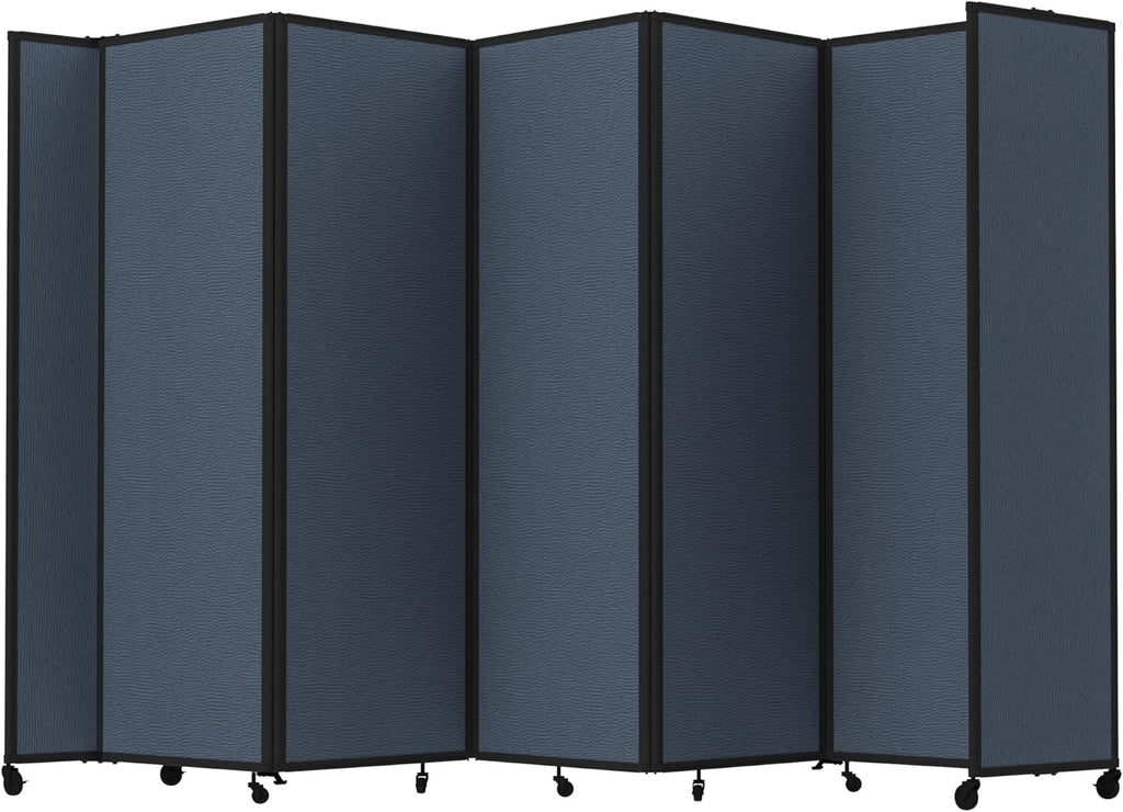 Versare Room Divider 360 Portable Wall Partition | Folding Panels | Large Freestanding Divider | Locking Wheels | Temporary Room Separator | 14' x 7'6'', Ocean
