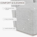 Upholstered Dining Chair with Casters Wingback Modern Side Armless Deskchair with Rollers for Diningroom Bedroom Livingroom Reading Room,Light Grey,4 Box