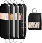 DIMJ 4 Pack 54" Garment Bags for Hanging Clothes - Space Saving Compression Suit Bag Travel with Handles Window, Washable Carry Clothing Storage Cover for Dress, Coats, Down Jacket, Shirts