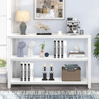 EXCEFUR Modern Entryway Table, Sofa Console Tables for Living Room, 3 Tier Foyer Table for Hallway, Behind Couch (47 Inch, White)