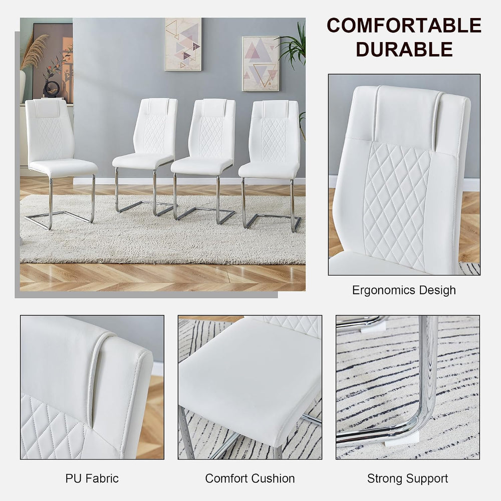 Marble Dining Table Set for 6,63" Kitchen Table Set of 6,Rectangle Dinin...