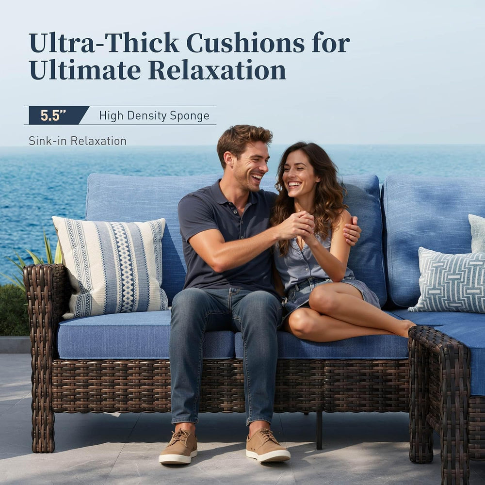SUNSHINE VALLEY Wicker Patio Furniture Set, 7-Seat Outdoor High Back Sofa