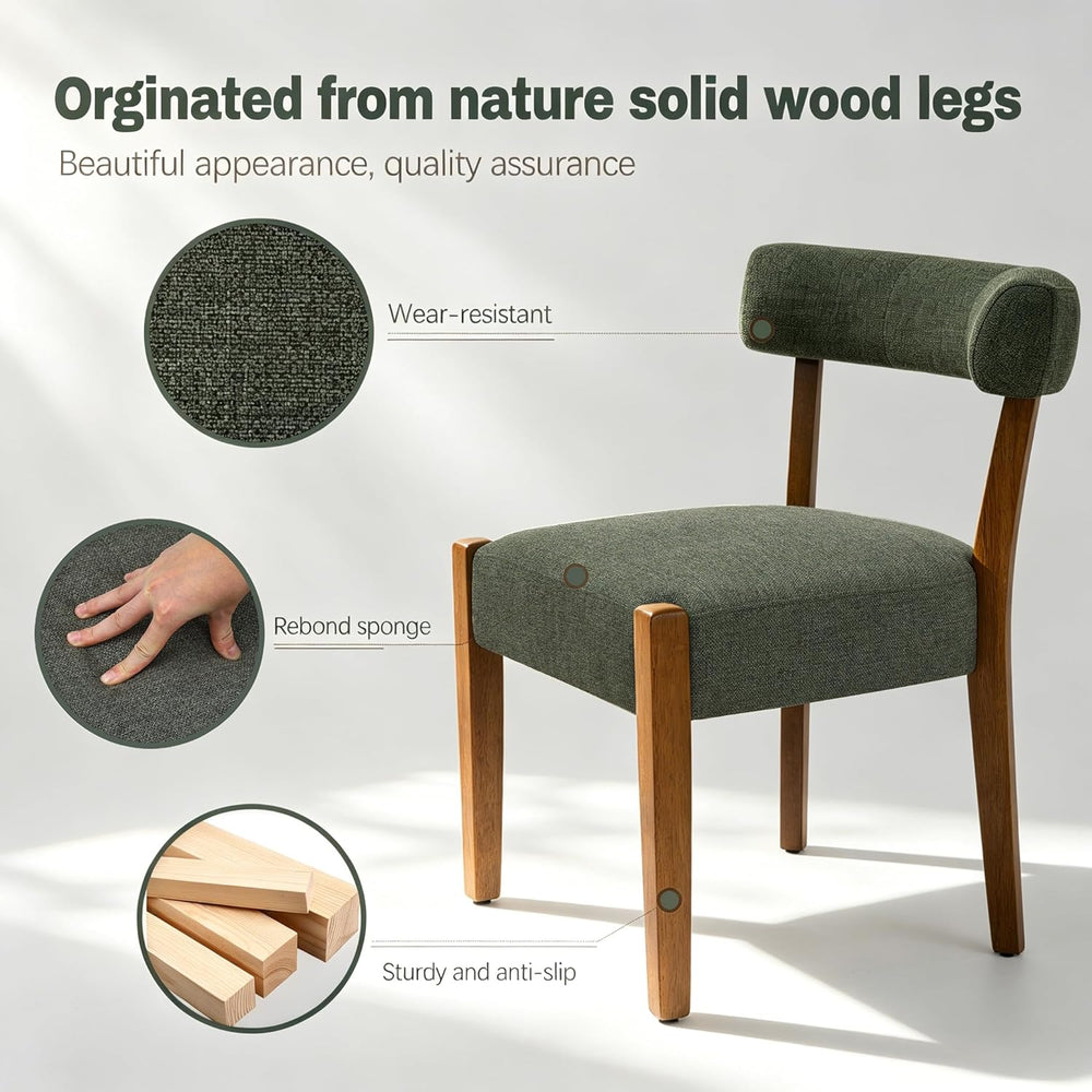 RNKSFX Upholstered Green Dining Chairs Set of 6, Walnut Wooden Kitchen & ...