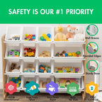 Humble Crew Supersized Toy Storage Organizer with 16 Removable Bins, Natural/White – Large Toy Storage for Toddlers Ideal for Kids' Rooms, Playrooms, and Nurseries - Modern Toy Bins for Kids