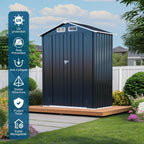 Metal Storage Shed, 5X3 FT Lockable Outdoor Tool Shed with Air Vent, Galvanized Steel Garden Shed for Backyard, Patio, Garden, Bike Storage or Outdoor Use, Grey