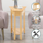 Convenience Concepts American Heritage Wedge End Table 24" - Classic Narrow Chairside Accent with Storage Shelf for Transitional Living Room, Ideal for Corners or in Between Chairs, Honey Oat