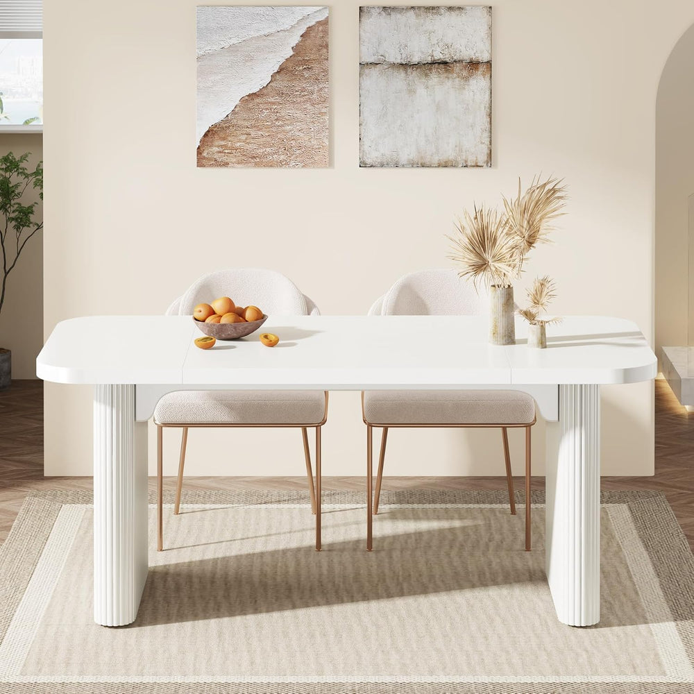 Tribesigns Dining Table for 4-6, Rectangular Wood Kitchen Tables with Double ...