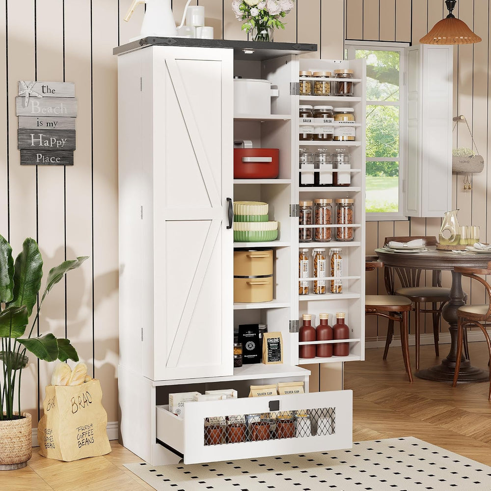 kepptory 55" Pantry Storage Cabinet with Adjustable Shelvesand Drawer, B...