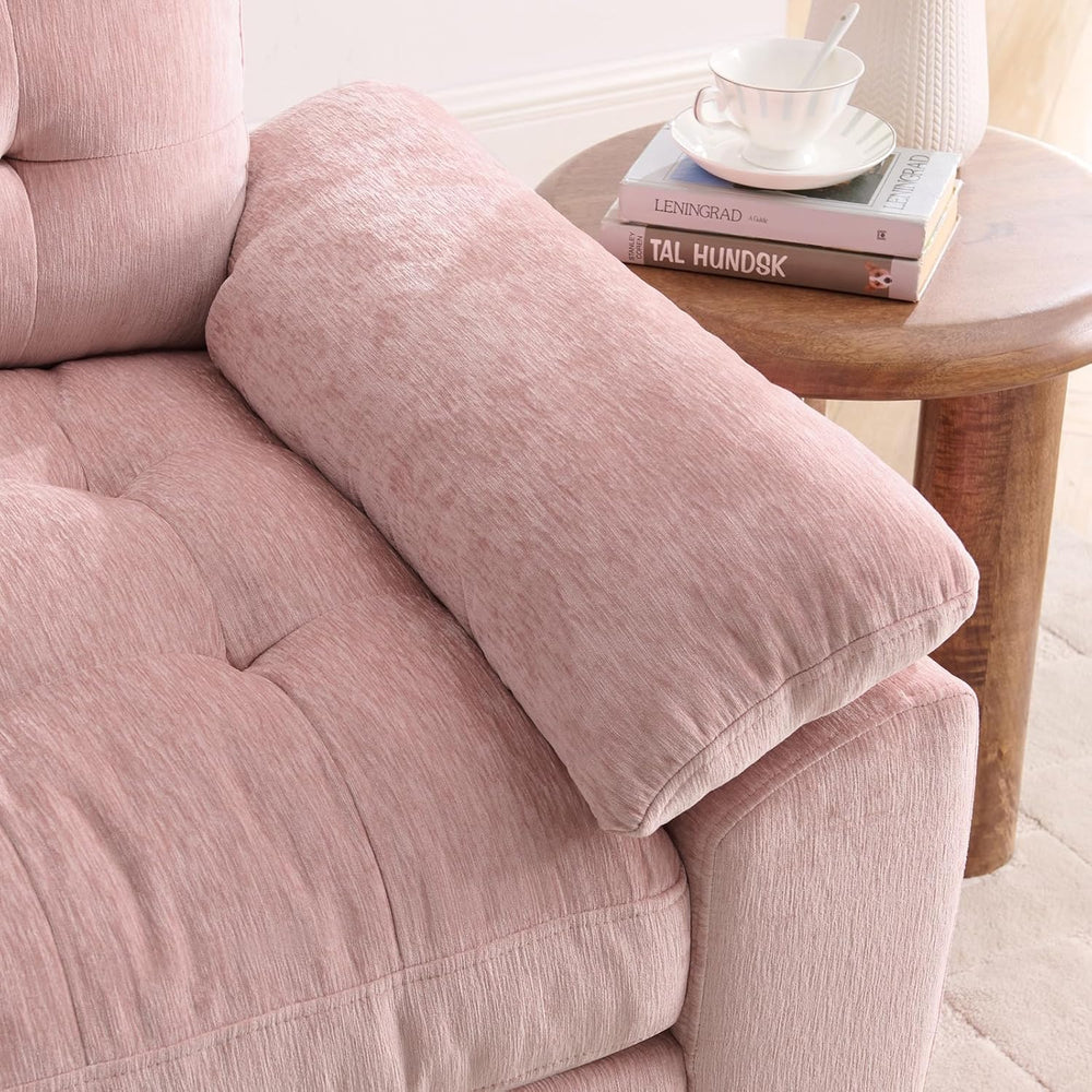 Chaise Lounge Chair Indoor with Storage Ottoman, Comfy Chenille Tufted Lovese...