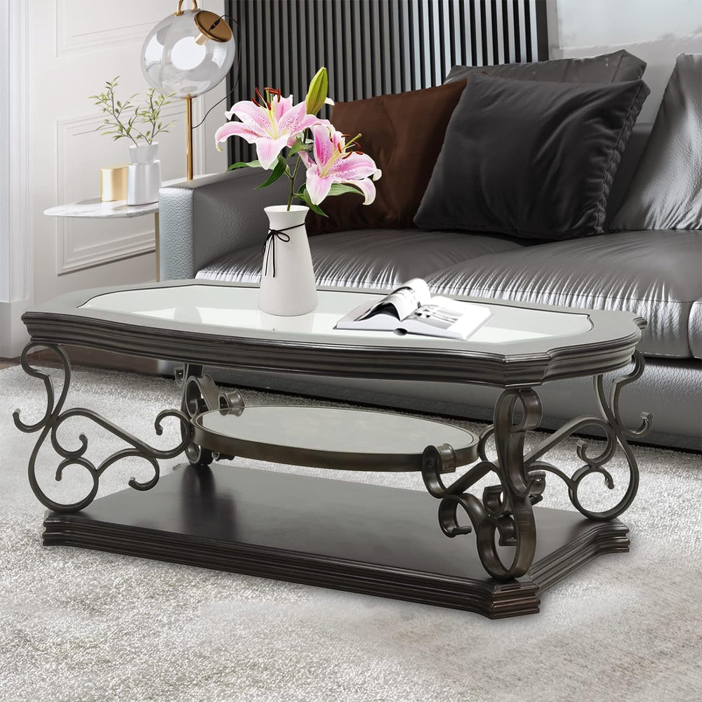 Henf 3 Piece Living Room Table Set, Retro Brown Coffee Table with 2 End Table...