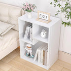 VECELO Small White Bookshelf, 3 Cube Shelf, Fits Tallest Hardcovers, Horizontal Available, Short Bookcase for Small Spaces, Pearl White