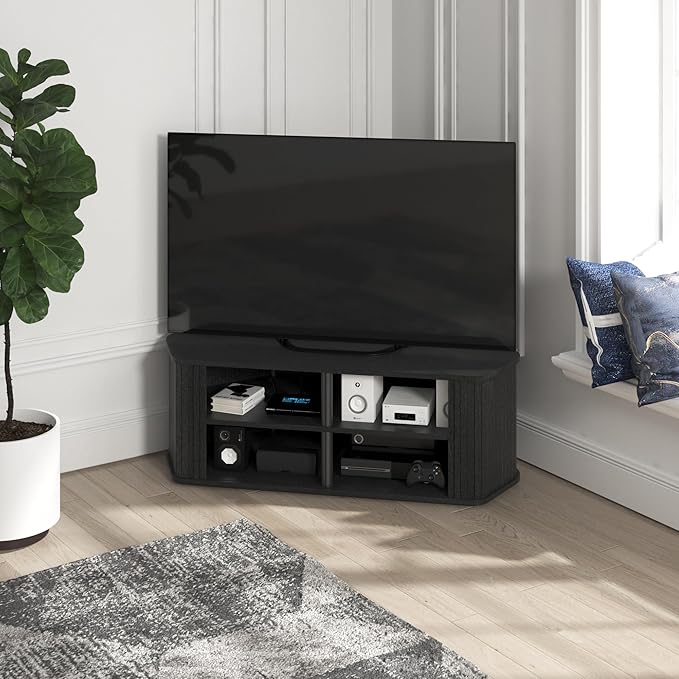 Corner TV Stand 43 Inch, Mid Century Corner Entertainment Center with Sliding...