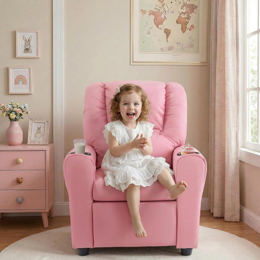 Candy Kids Reclining Chair Leather Recliner Sofa Push Back Toddler Youth Children Child Ages 1-6