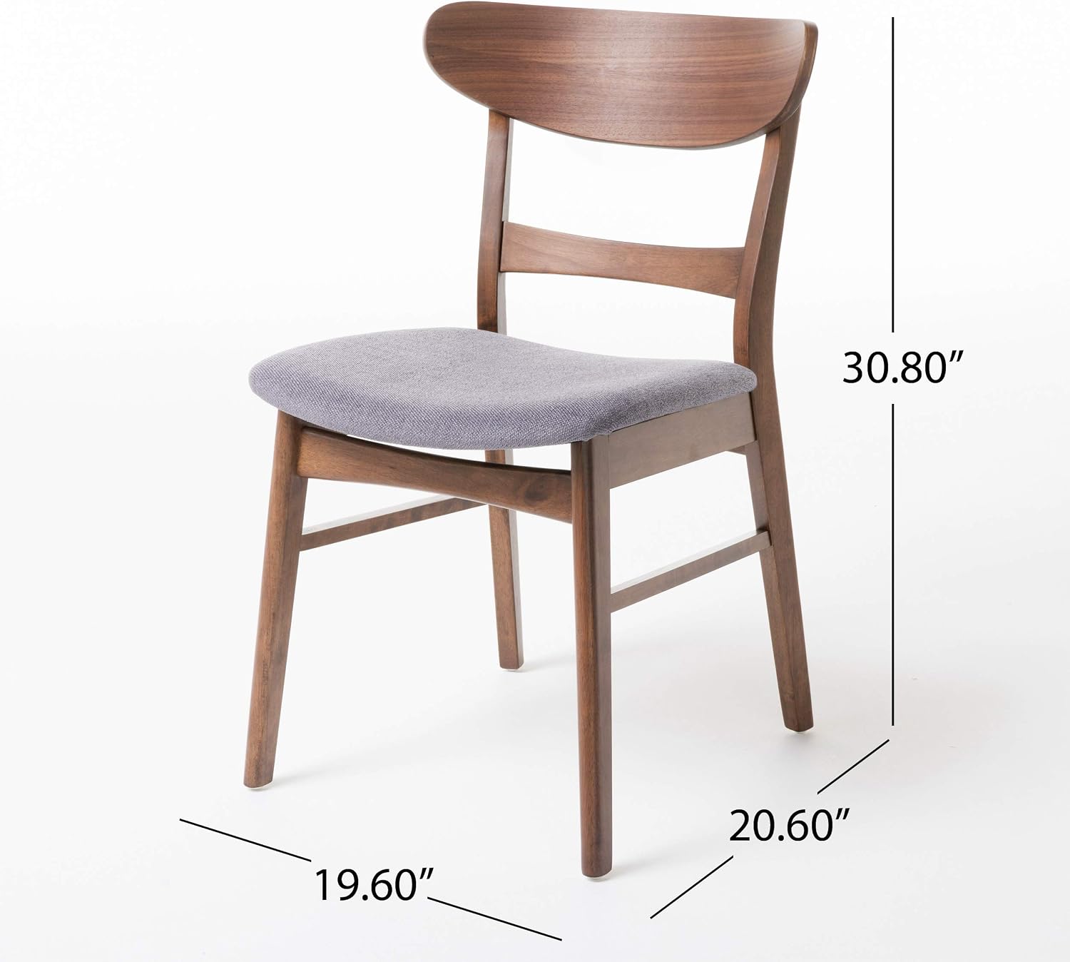 Christopher Knight Home Idalia Curved Leg Rectangular Dining Set, 5-Pcs Set, Natural Walnut / Dark Grey