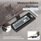 Keyboard Tray Under Desk with Storage Drawer, Height Adjustable Keyboard Tray Slide Out Swivel Tilt, Ergonomic Under Desk Mount Keyboard & Mouse Holder for Gaming Home Office, 25x11'', Black