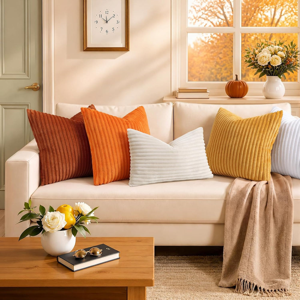 Simmore Fall Soft Rust Flannel Throw Pillow Covers 22X22 Set of 2