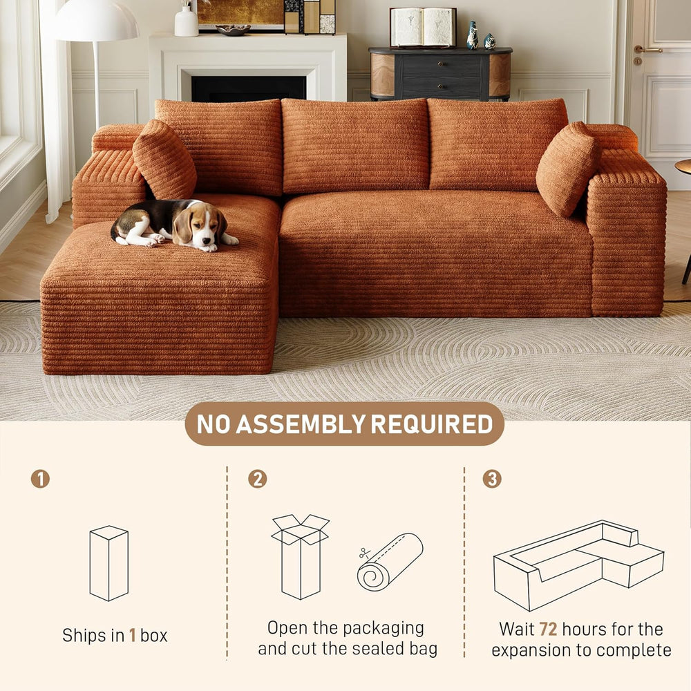 Cloud Sectional Couch Modular Sectional Sofa, 96" Comfy Fluffy Orange L ...