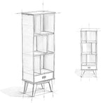 SIMPLIHOME Draper 22 inch Mid-Century Modern 6 Cubbie Bookcase with Drawer (Set of 2) in Medium Auburn Brown for The Living Room, Study Room and Office