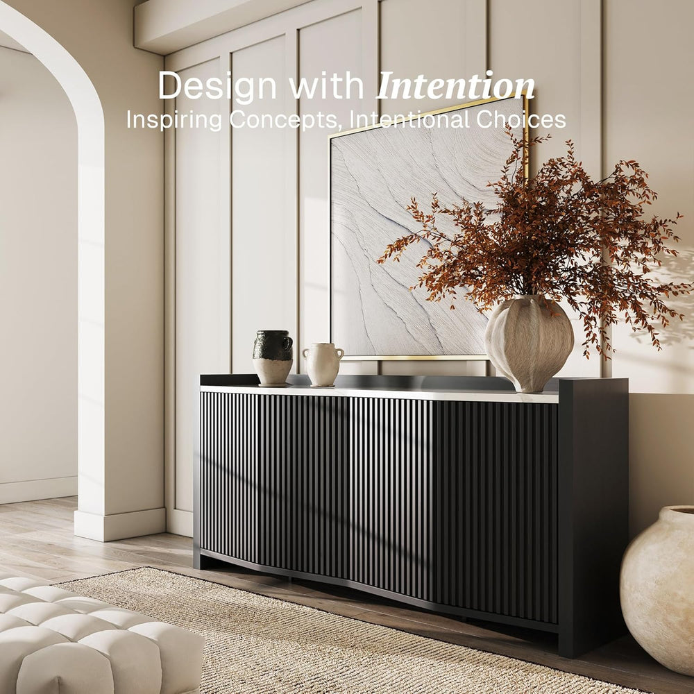 BELLEZE 66 Inch Sideboard Buffet Cabinet, Accent Modern Credenza Storage with...