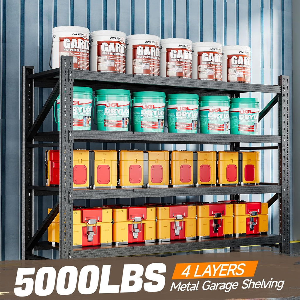5000LBS Metal Garage Shelving Unit 60" W Storage Shelves Heavy Duty 4 Tier Adjustable Garage Storage Racks Industrial Shelving Utility Rack Shelf for Warehouse,Basement 60" Wx24 Dx70 H
