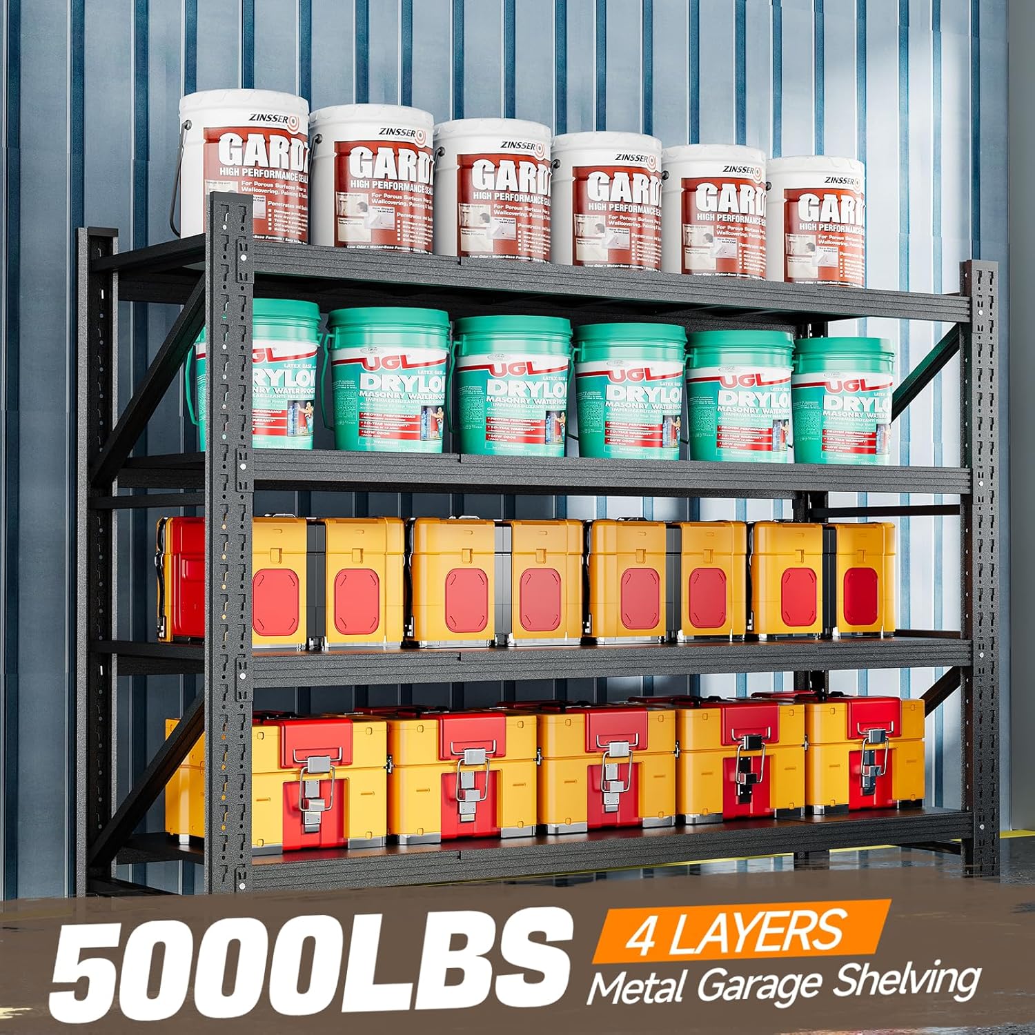5000LBS Metal Garage Shelving Unit 60" W Storage Shelves Heavy Duty 4 Tier Adjustable Garage Storage Racks Industrial Shelving Utility Rack Shelf for Warehouse,Basement 60" Wx24 Dx70 H