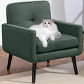 Mid Century Modern Accent Chair, Fabric Reading Armchair, Green | 300LBS Capacity, Padded Seat, Stain-Resistant Fabric, Sturdy Wood Frame, Easy Assembly, Ideal for Living Room & Bedroom