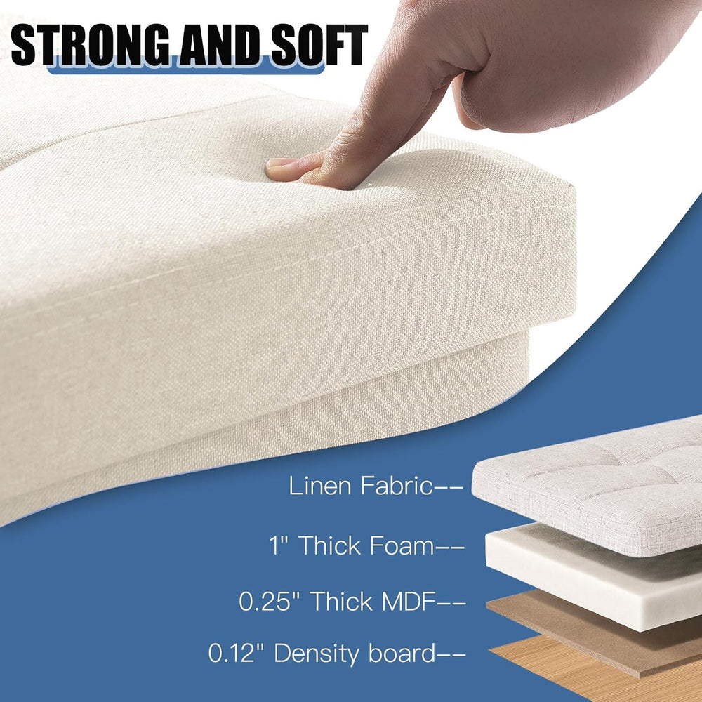 BRIAN & DANY Ottoman with Storage, Small Storage Ottoman for Dorm, Linen ...