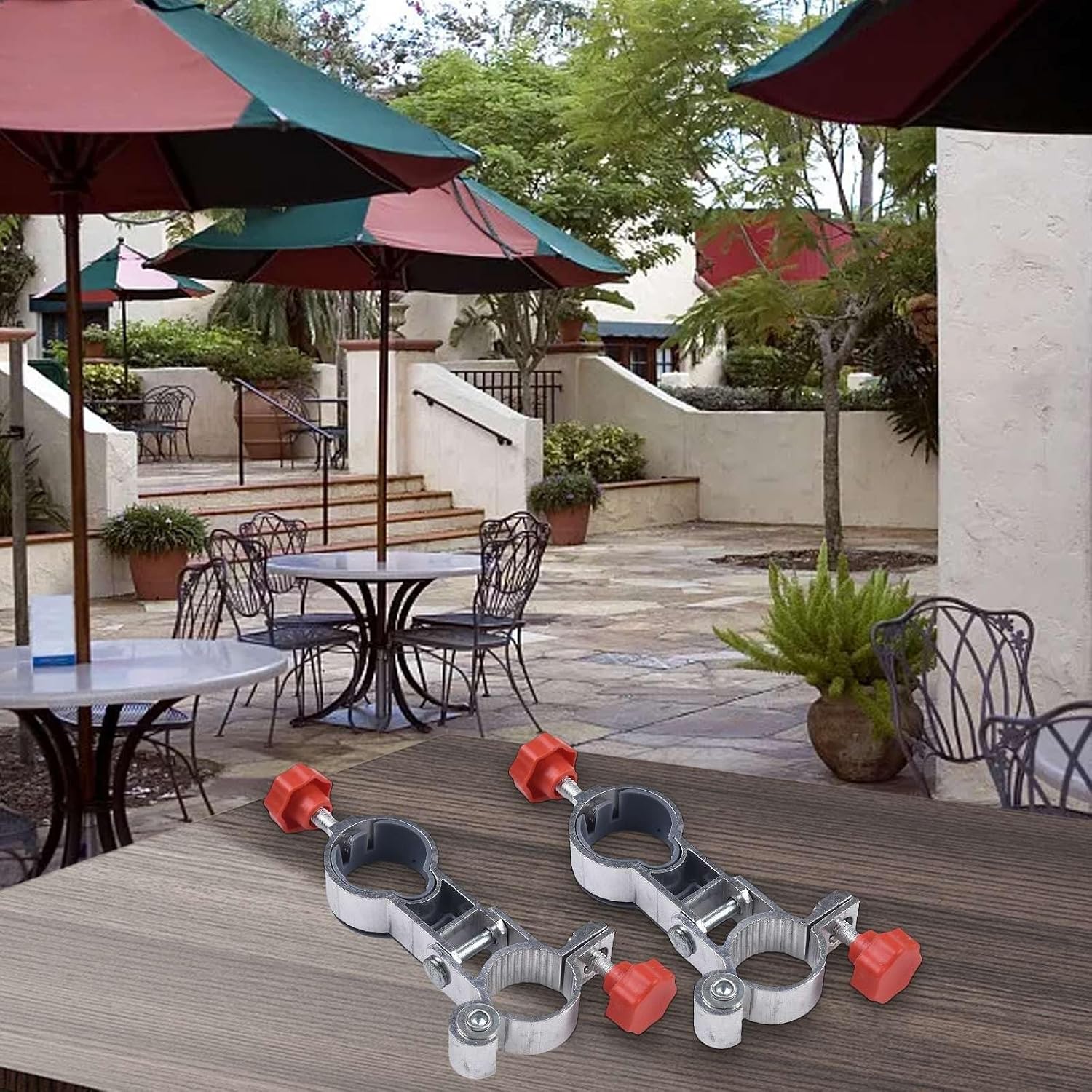Umbrella Holder Clips Set of 2 for Beach and Fishing Chairs, Compact Design with Adjustable Features in Aluminum Alloy (foldable)