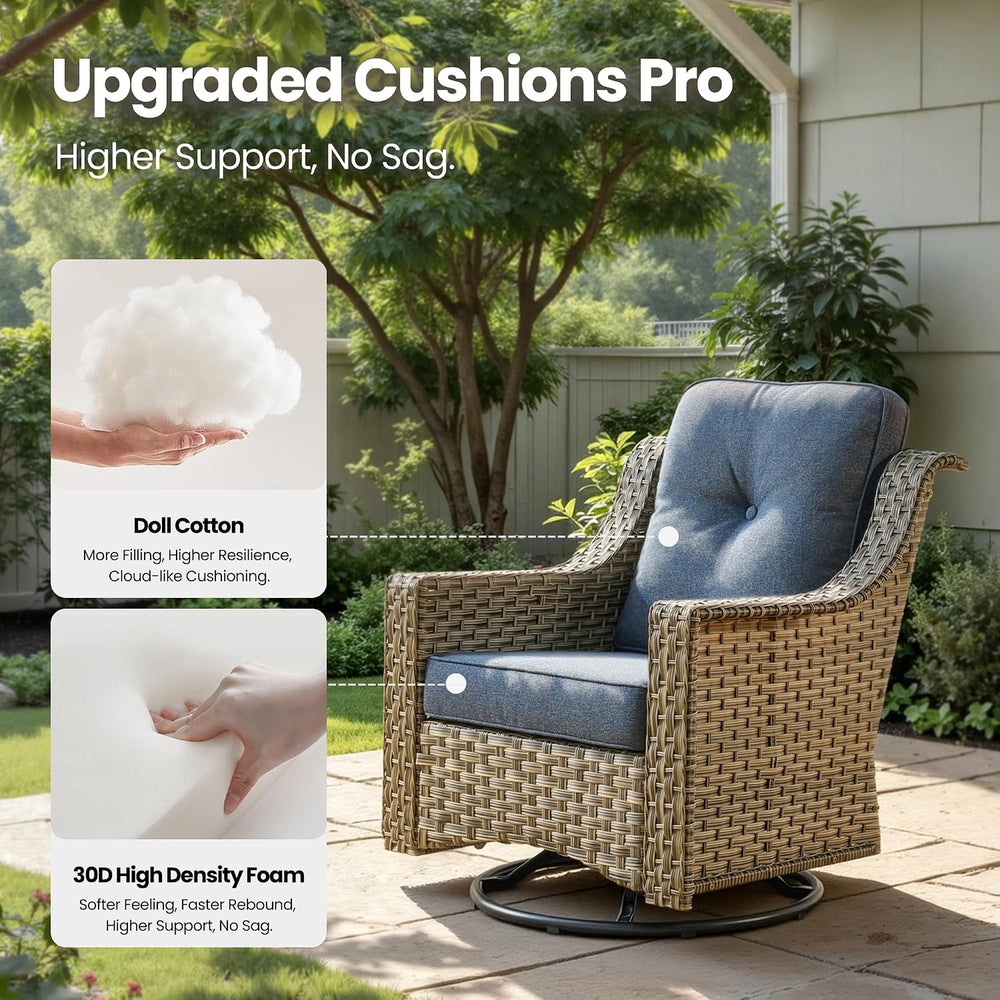 2 Piece Patio Furniture Set, Outdoor Wicker Chairs Set of 2 with Thick Cushio...