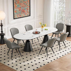 Dining Chairs Set of 6 Modern Fabric Dining Room Chairs Upholstered Dining Chairs with Thick Cushions Metal Legs Armless Back Chair for Kitchen and Living Room Light Gray