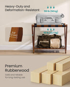 SONGMICS Solid Wood Luggage Rack, No Assembly Required, Foldable Suitcase Stand, Luggage Holder, with Storage Shelf, for Guest Room, Hotel, Bedroom, Coffee Brown URLR020K02