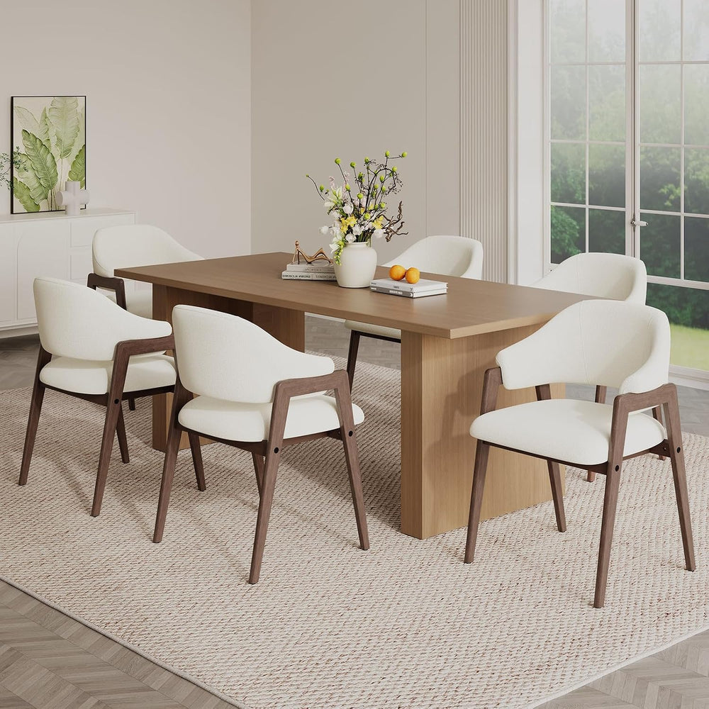 MALOL Wooden Dining Chairs Set of 6, Modern Fabric Upholstered Dining Room Ch...