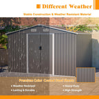 Storage Shed 10x8 FT Outdoor Metal Garden Shed with Lockable Sliding Door and Air Vents Galvanized Steel Shed with Air Vents Waterproof Roof Ideal for Backyard Patio Lawn Dark Gray