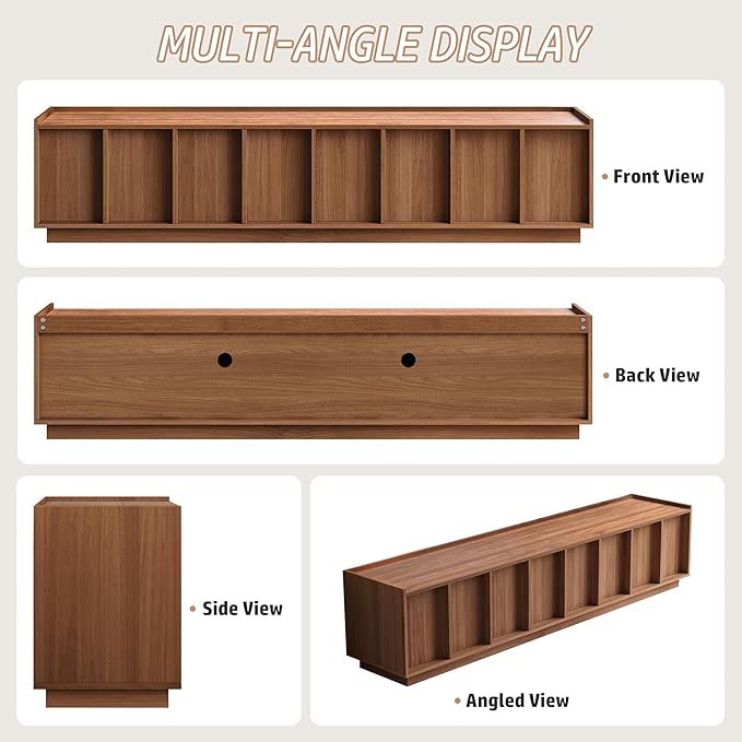 Mid Century Modern TV Stand with Storage,78.74" Wood TV Console Entertainment Center for Living Room,Walnut Media Console TV Cabinet Rectangular