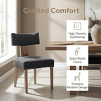 HNY Mid Century Modern Dining Chairs Set of 6, Farmhouse Linen Upholstered Accent Chairs Curved Backrest Kitchen Chairs, with Hardwood Frame, Charcoal