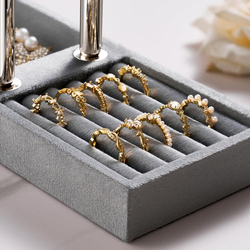 2 Tier Bracelet Holder Display - Detachable T Bar Grey Velvet Bracelet Holder, Jewelry Holder Organizer for Bracelet, Necklace, Earrings, Rings
