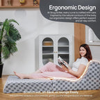 Bean Bag Chair with Checkerboard Shaker Fleece Fabric, Folding Sofa Bed, Floor Sleeper Lounge Chair, Lazy Sofa for Living Room, Bedroom, Apartments (Cement Gray)