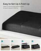 SONGMICS Mazie Collection - 30 Inches Folding Storage Ottoman Bench, Ottoman Foot Rest, End of Bed Bench, Storage Chest, Load 660 lb, for Living Room, Bedroom, Entryway, Ink Black ULSF047B01