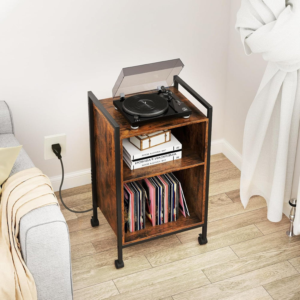 Giantex Record Player Stand with Charging Station, Mobile Turntable Stand wit...