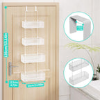 HapiRm Over Door Organizer Storage - Separable Door Organizer Hanging with 4 Metal Large Capacity Baskets for Bathroom Bedroom Kitchen Pantry Closet (White)