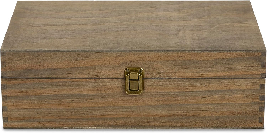 makerflo XL Dark Walnut Wood Memory Box (Pack of 1) with Hinged with Clasp, Black Felt Inside, Keepsake Wooden Box Ideal for Craft and Personalization (Laser Engraving, Epoxy, UV DTF, and Vinyl)