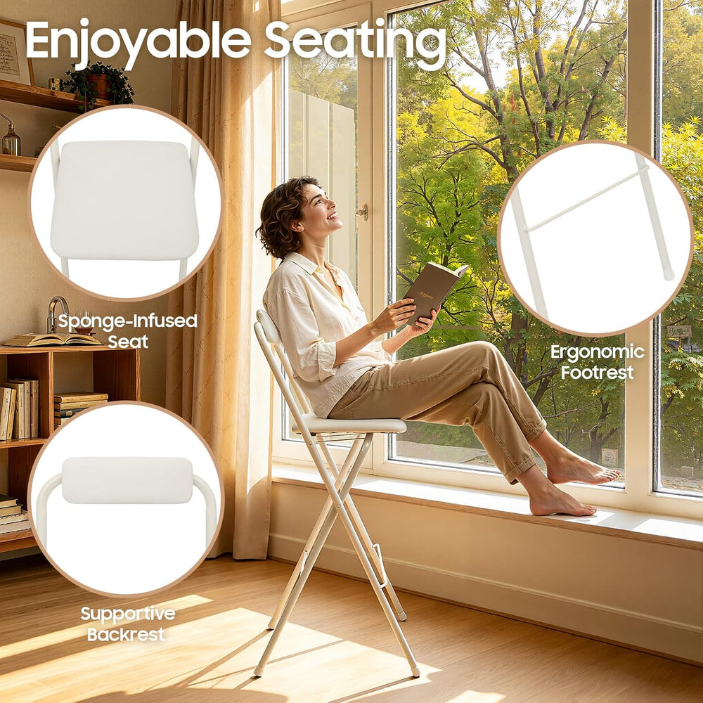 DYRABREST Folding Chair with Backrest, Tall Collapsible Stool, Steel Folding ...