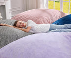 Hobestluk 3 in 1 Bean Bag Chair Giant Bean Bag Chairs for Adults with Chevron Plush Fur Cover Convertible Bean Bag Floor Cushion with Machine Washable Cover for Living Room (Chevron Plush Pink)
