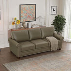 Faux Leather Sofa,82" W Mid Century Modern Couch with Storage Place,Oversized 3 Seater Sofa with Nailhead Trim&Rolled Armrests,Deep Seat Comfy Couch for Living Room,Bedroom,Apartment,Office(Taupe)