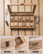 Watch Box, Watch Case for Men Women with Large Glass Lid, Wooden Watch Display Storage Box with 12 - Slots, Weathered Wood Mens Watch Box Organizer