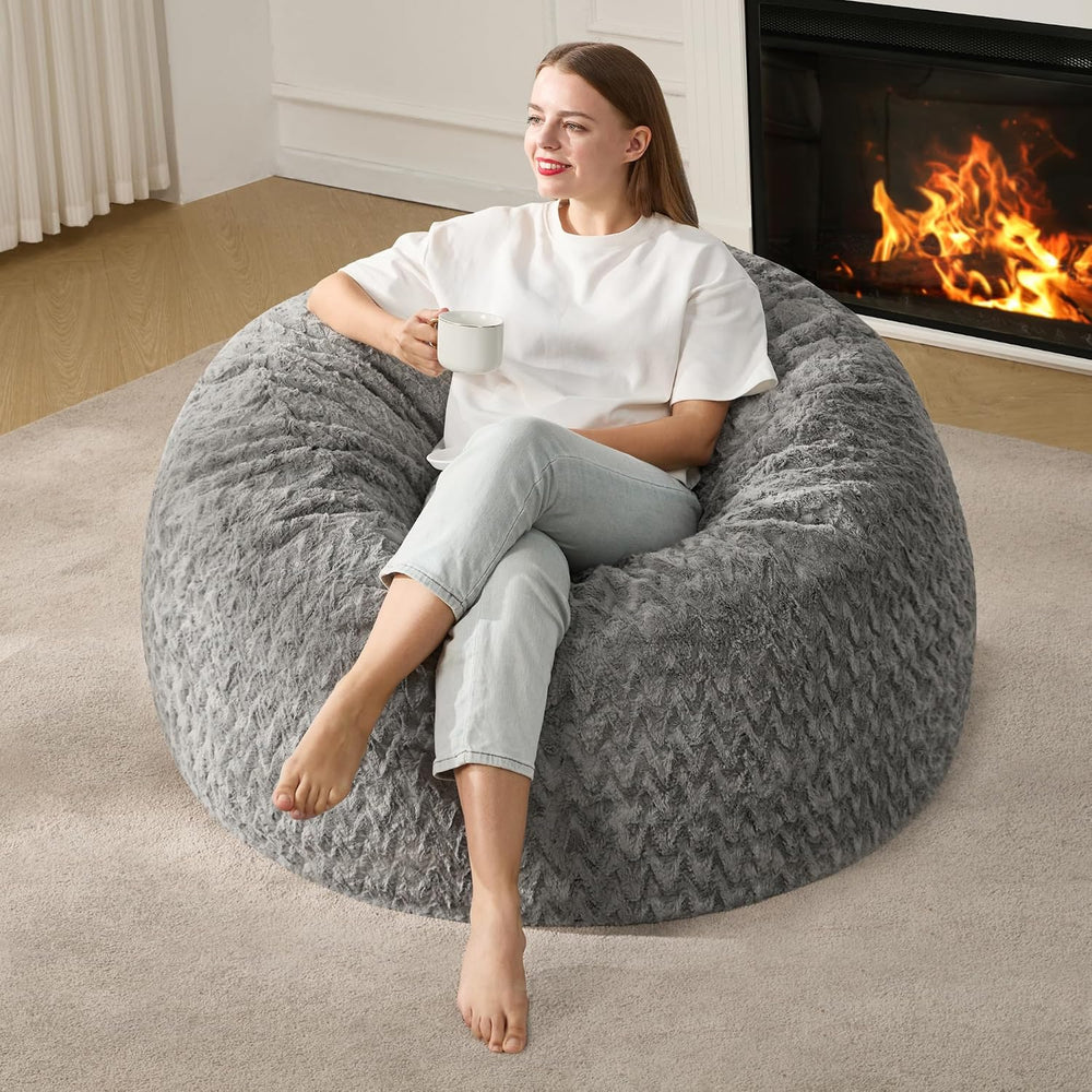 Hobestluk Bean Bag Chair Large Washable Soft Living Room Adult 3Ft Grey | No ...