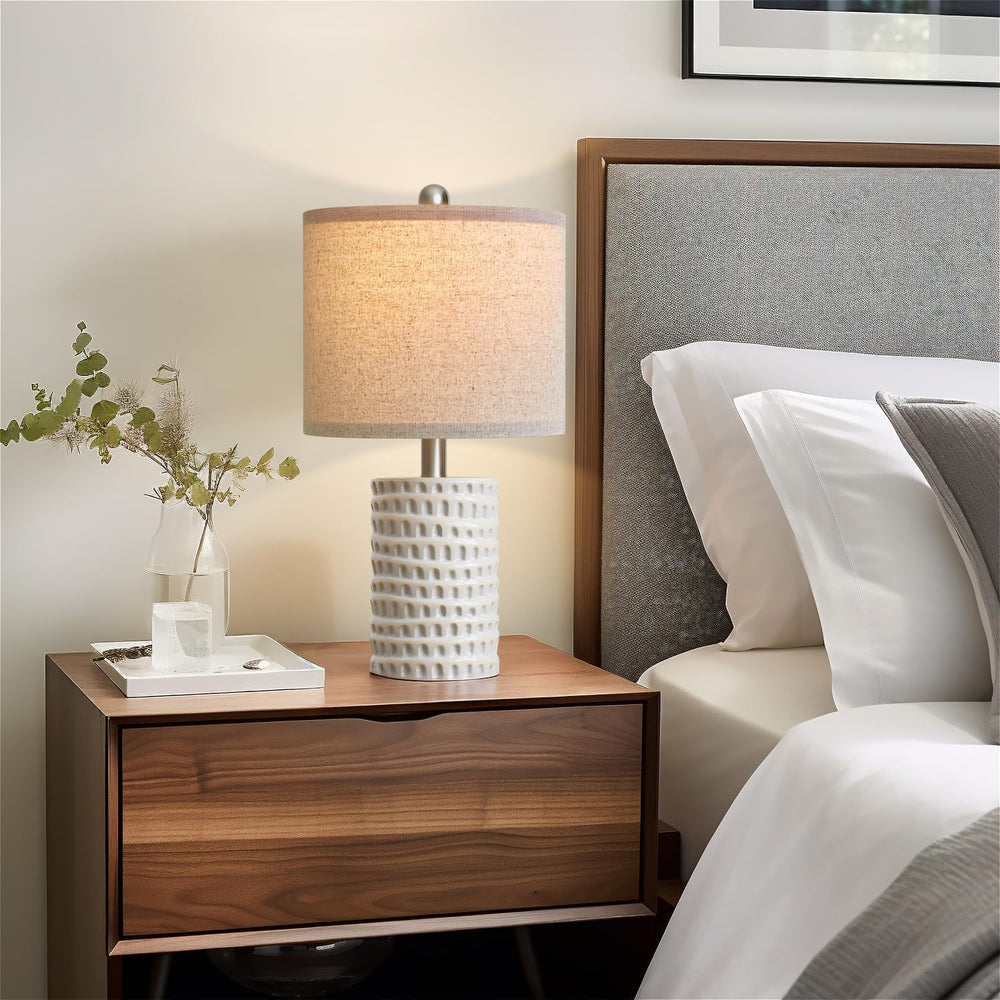 18.25" Modern Accent Ceramic Table Lamps Set of 2 for Bedroom White