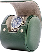 MR.OKAY Single Watch Travel Case -Classic Leather Watch Case with Perfect Texture. Watch Carrying Case or Organizer for Storage And Display. Ideal Gift for Men Traveling, All Handmade by Artisans