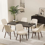 Upholstered Dining Chairs Set of 6, Modern Fabric Kitchen Chairs with Back, Wood Legs for Kitchen Dining Room Restaurant, Beige
