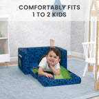 Delta Children Cozee Kids Couch 2-Seater Kids Sofa, Convertible 2-in-1 Flip Open Toddler Couch Sleeper, Foam Chair for Playroom & Bedroom, Bed Lounger, Comfy Play Sleeping Lounge Chair, Dinosaur